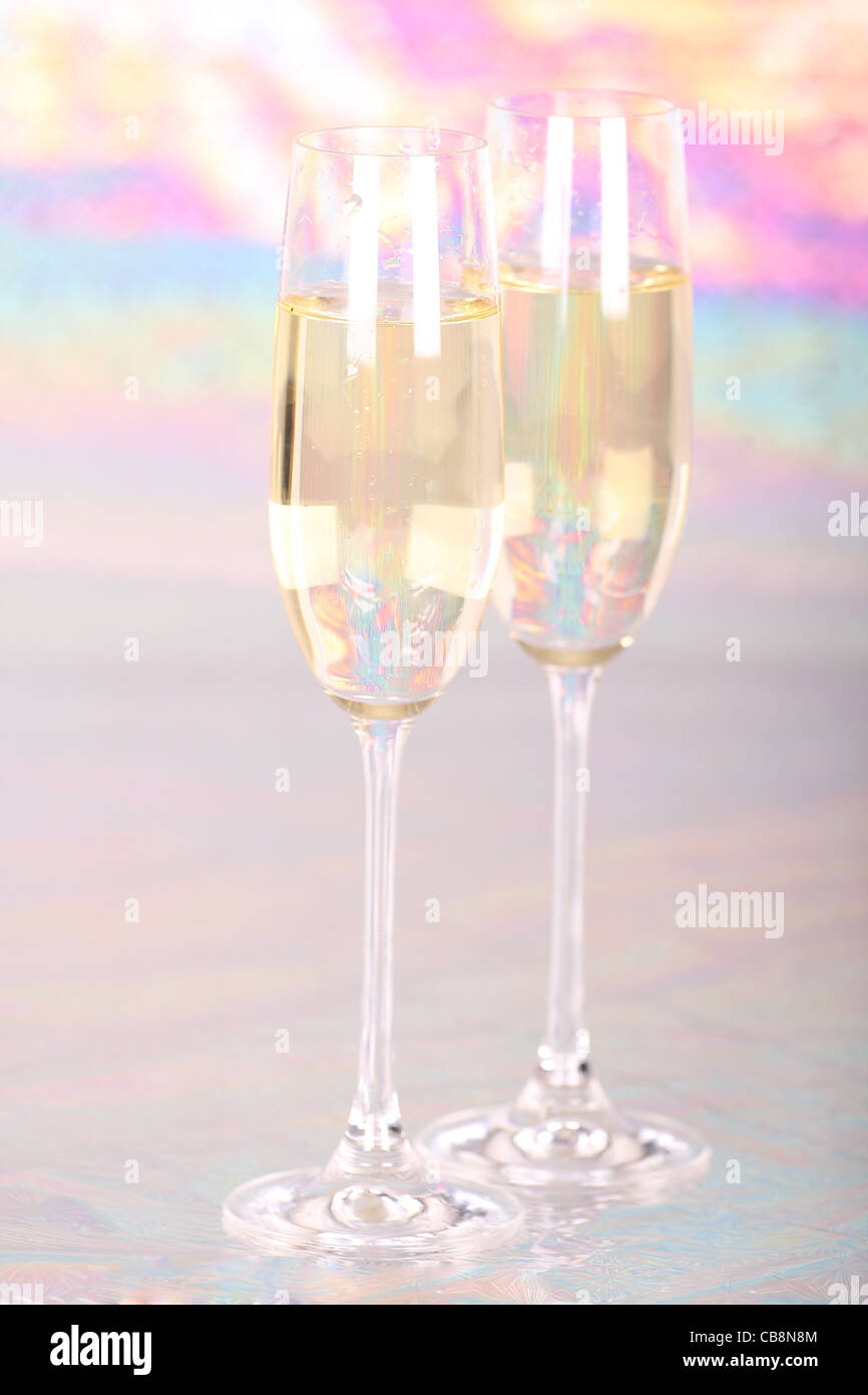 Paar Gläser Champagner Stockfoto