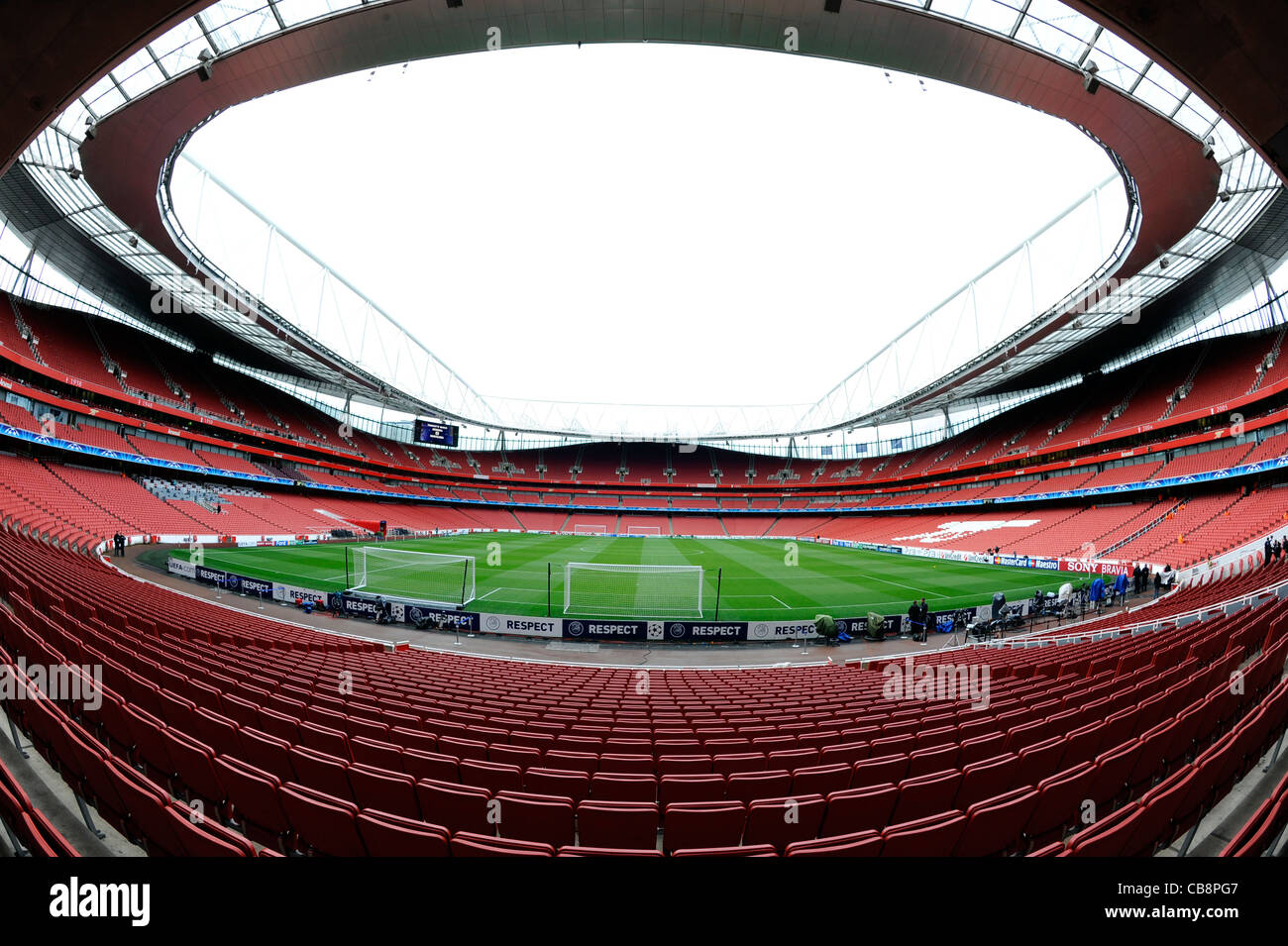 Blick in das Emirates Stadium (auch bekannt als Ashburton Grove), London. Haus von Arsenal Football Club Stockfoto