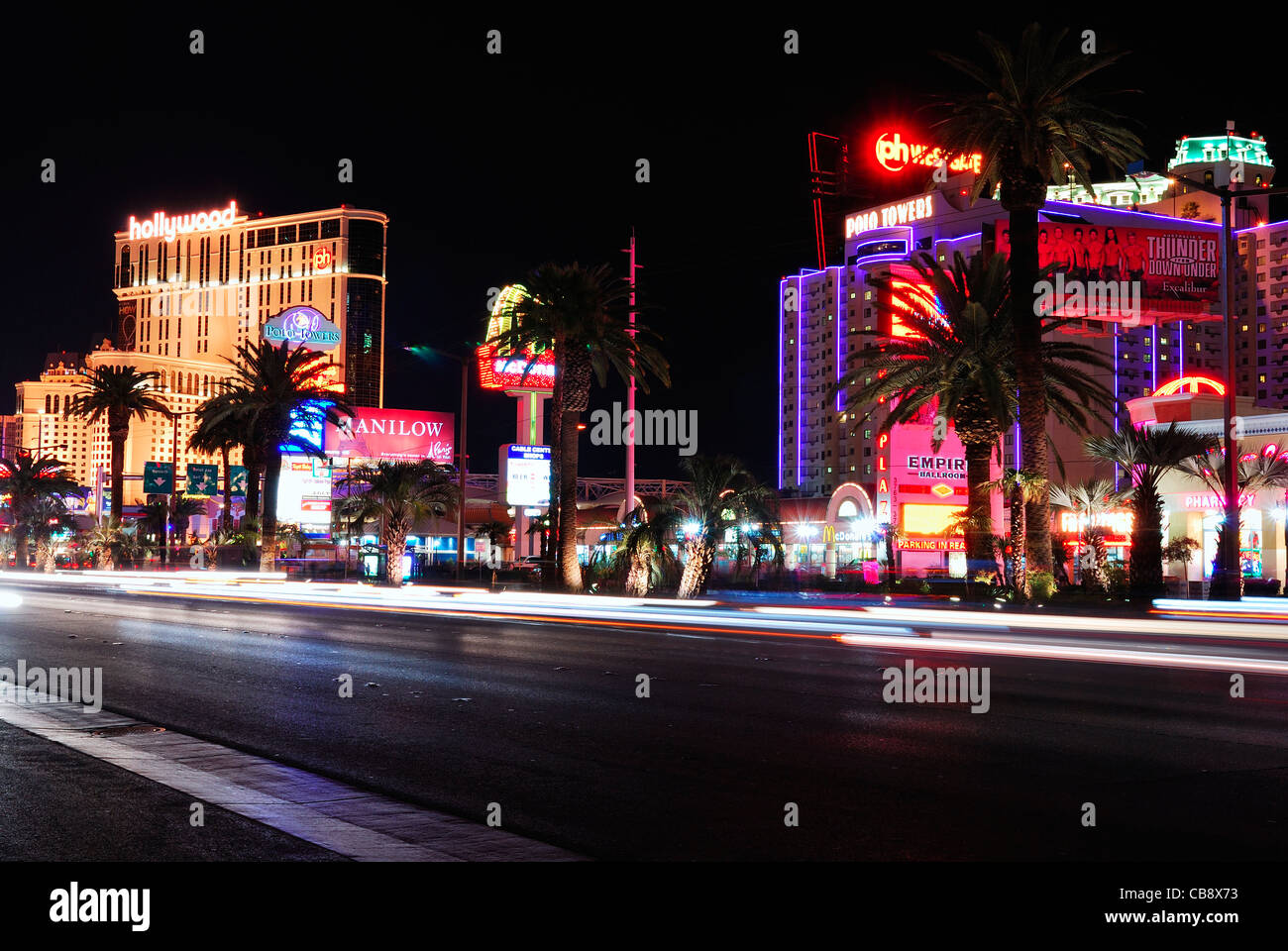 Luxus-Hotels in Las Vegas Strip bei Nacht Stockfoto