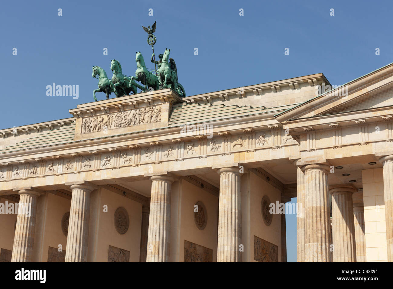 Detail des Brandenburger Tors in Berlin, Deutschland. Stockfoto