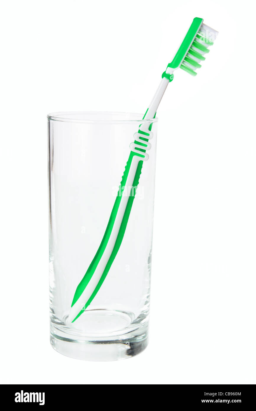 Zahnbürste im Glas Stockfoto