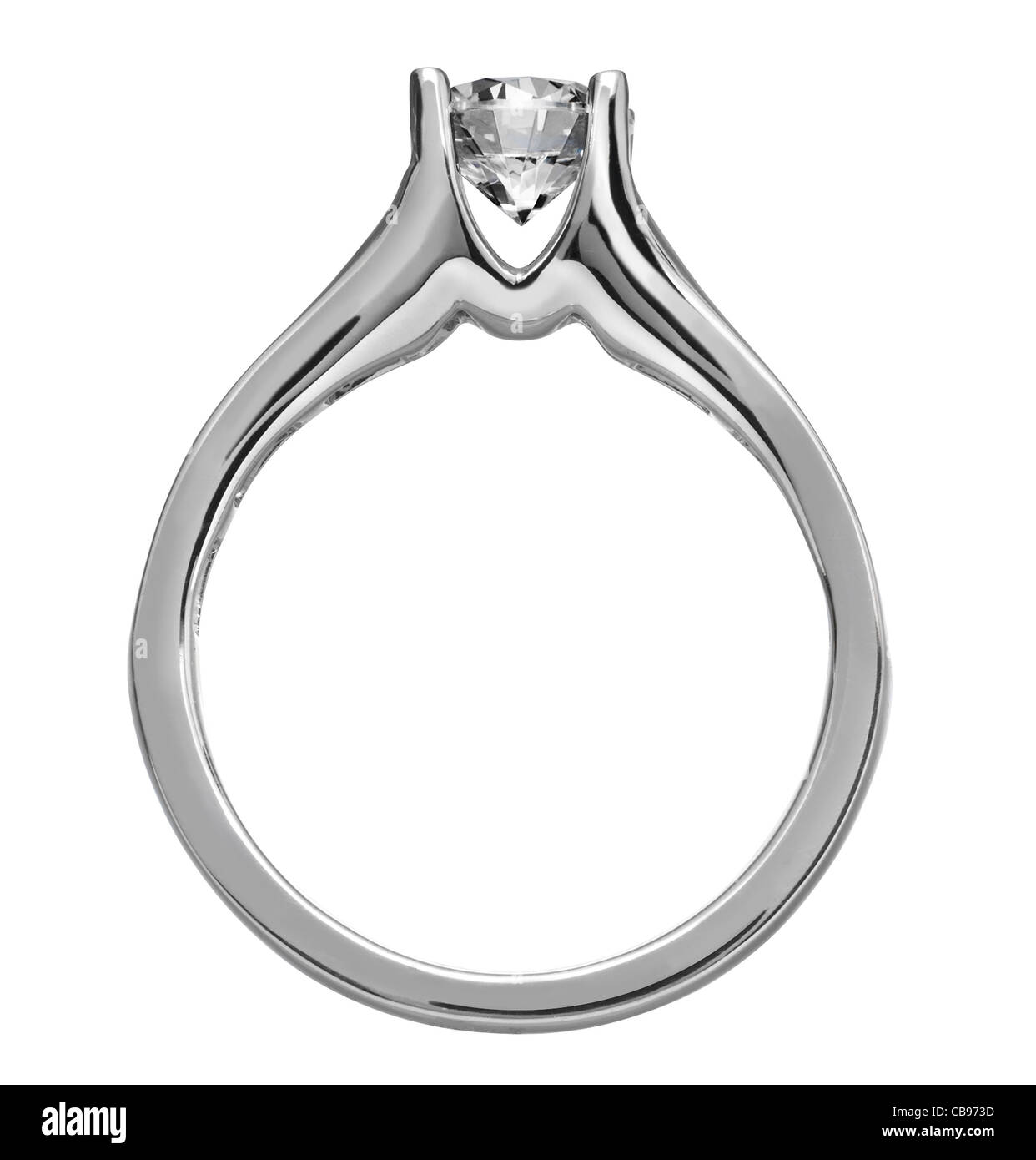 Diamant Ring Stein gesehen von Seite auf Stockfoto