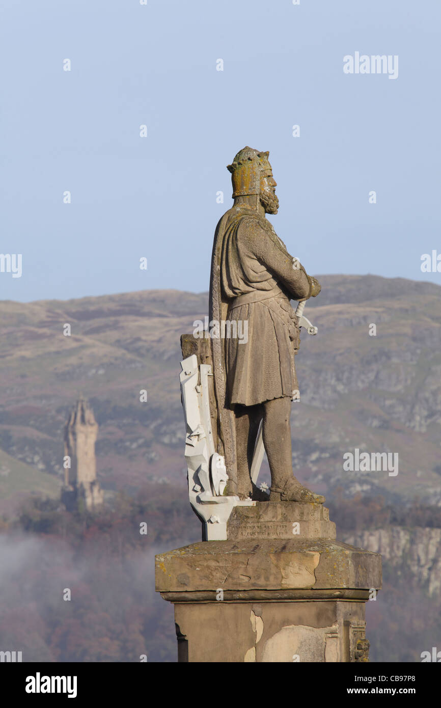 König Robert die Bruce Statue auf Stirling Castle Esplanade, Schottland, Großbritannien Stockfoto
