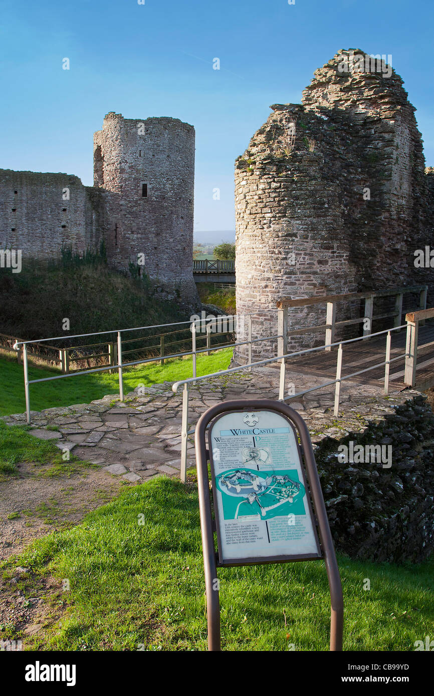 White Castle, ein 11. Jahrhundert Norman Motte und Baileys Festung, Gwent, Monmouthshire, Wales, UK Stockfoto