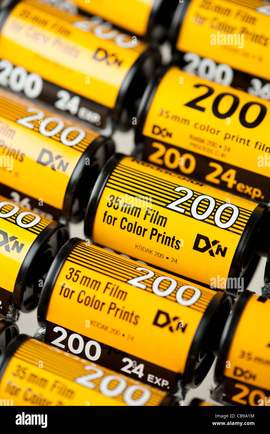 alte Kodak 35 mm Farbe C41 Prozess Filmdosen Stockfoto