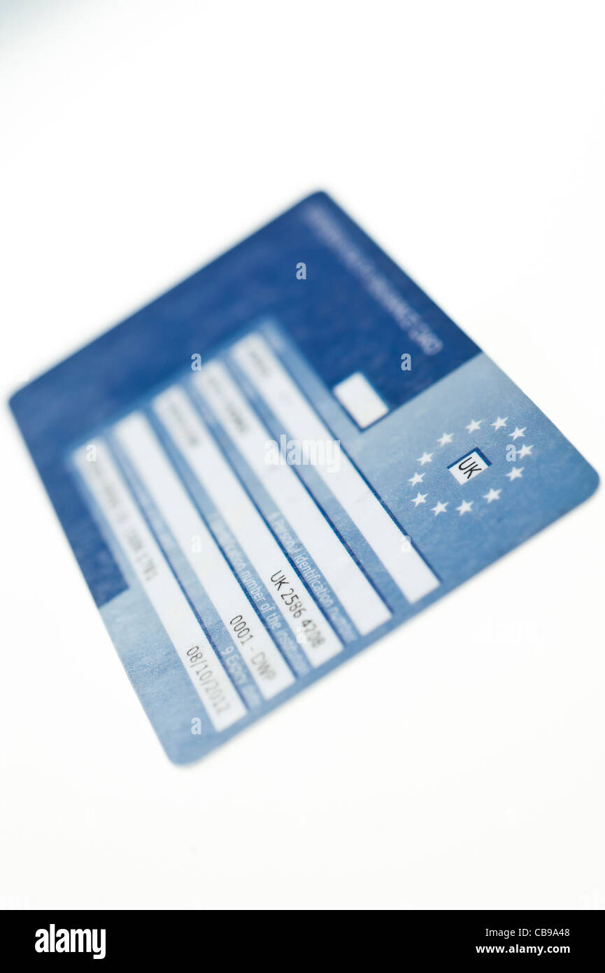 eine UK ausgestellt European Health Insurance Card. Stockfoto