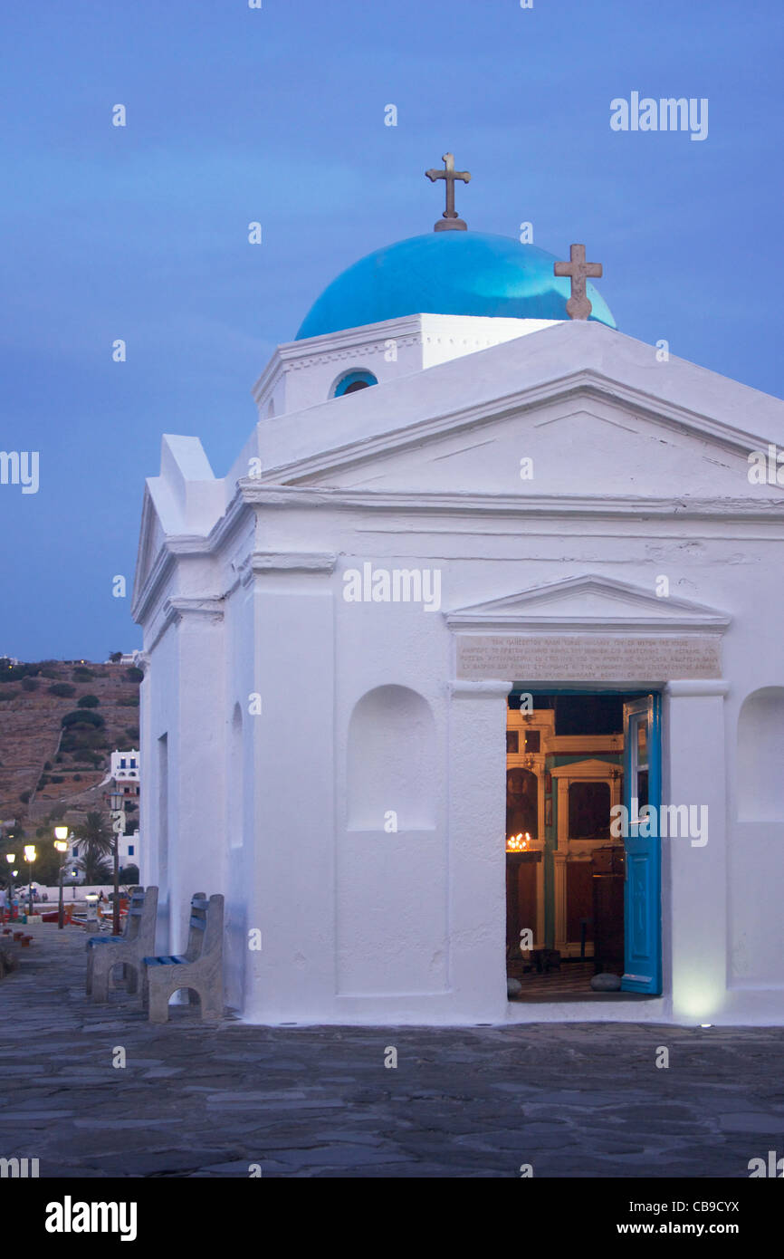 Griechisch-orthodoxe Kapelle auf der Insel Mykonos, Griechenland. Stockfoto