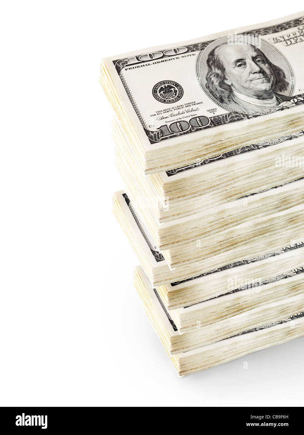 Amerikanische Bankroll auf weißem Hintergrund. Stockfoto