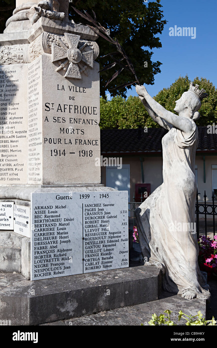 War Memorial Dorf St Affrique Frankreichs Stockfoto