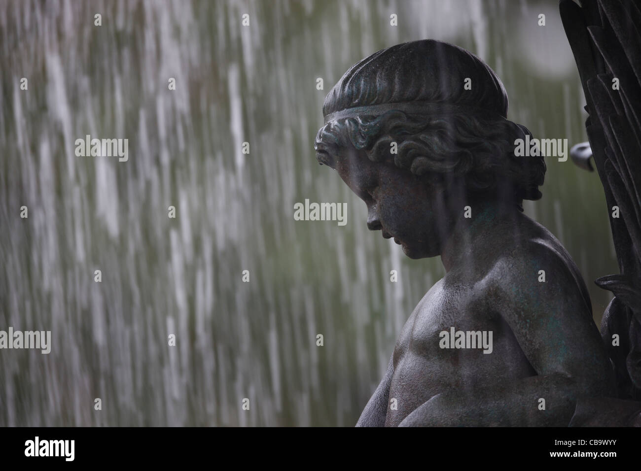 Nahaufnahme von einem Cherub auf Bethesda Brunnen im Central Park in New York City Stockfoto