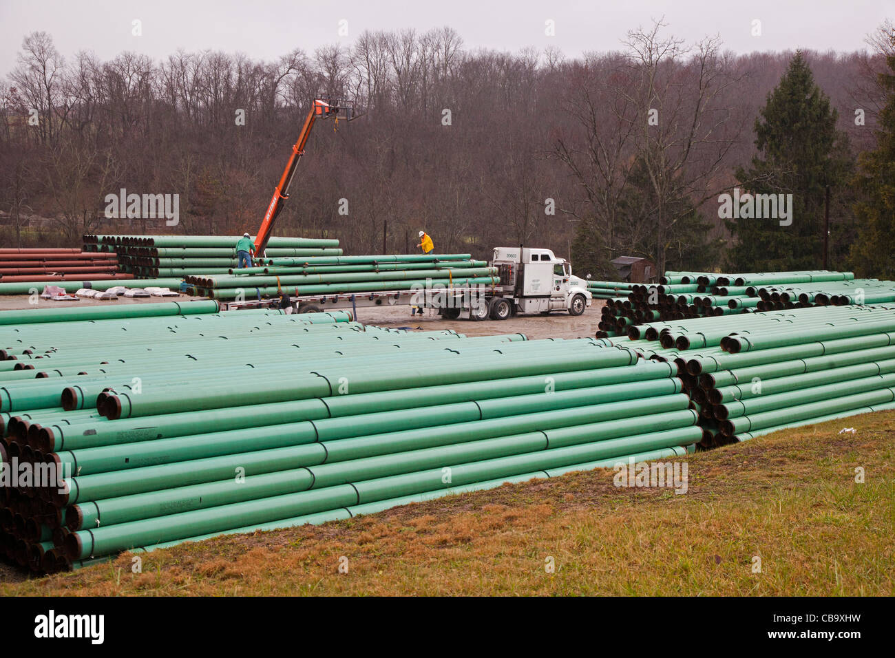 Rohre für Erdgas-Pipeline-Bau Stockfoto