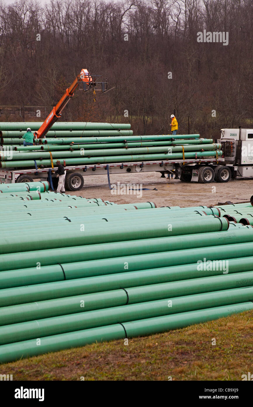 Rohre für Erdgas-Pipeline-Bau Stockfoto