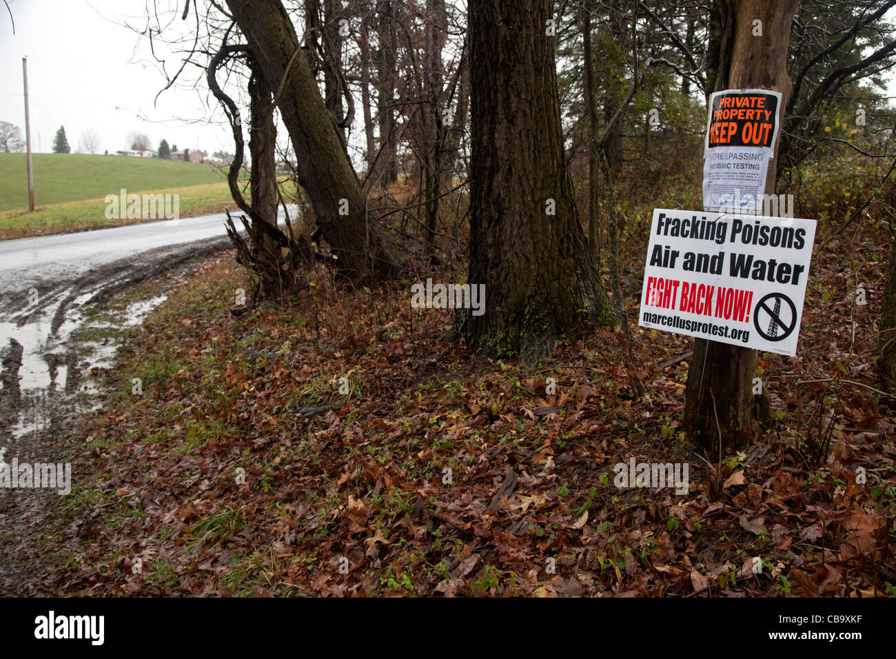 Anti-Fracking anmelden ländlichen Pennsylvania Stockfoto