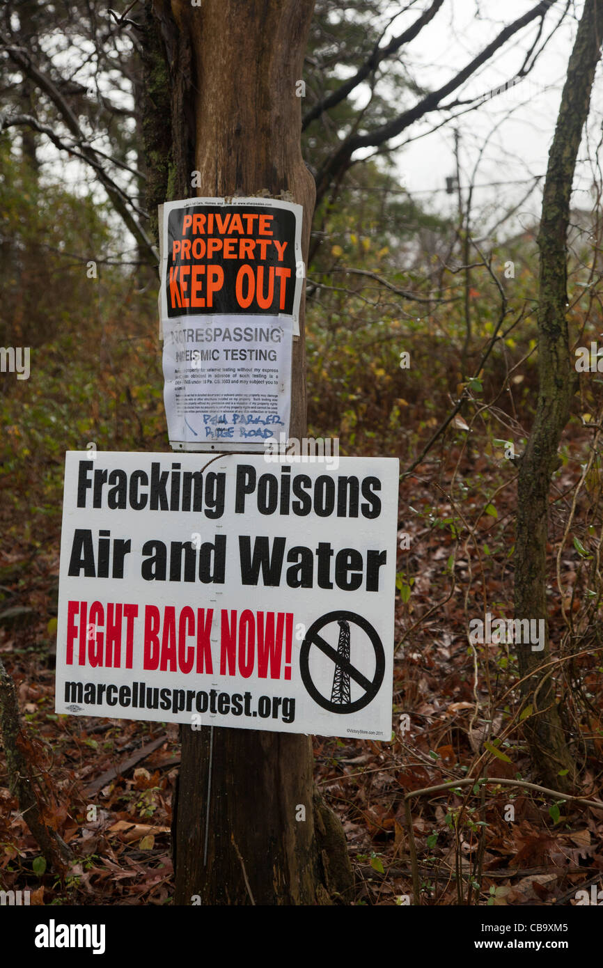 Anti-Fracking anmelden ländlichen Pennsylvania Stockfoto