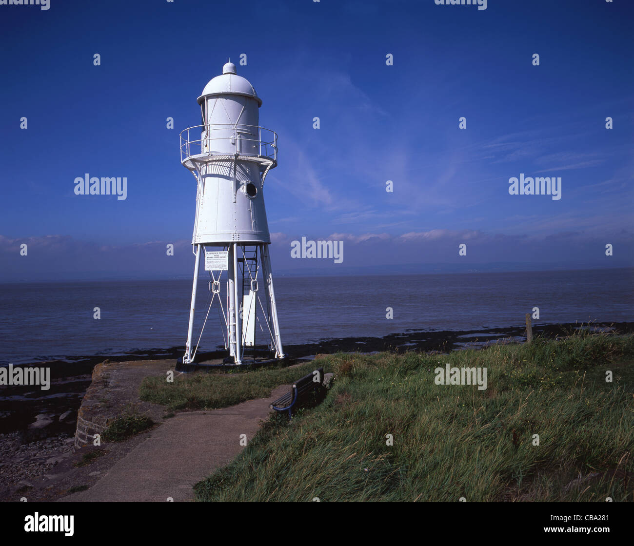 Schwarz Nore Leuchtturm, Portishead, North Somerset, UK Stockfoto