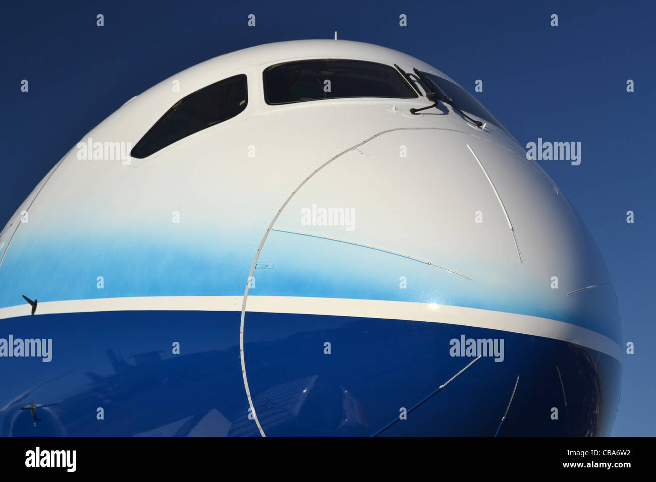 Nase und das Cockpit Bereich der Boeing 787 Dreamliner Stockfoto