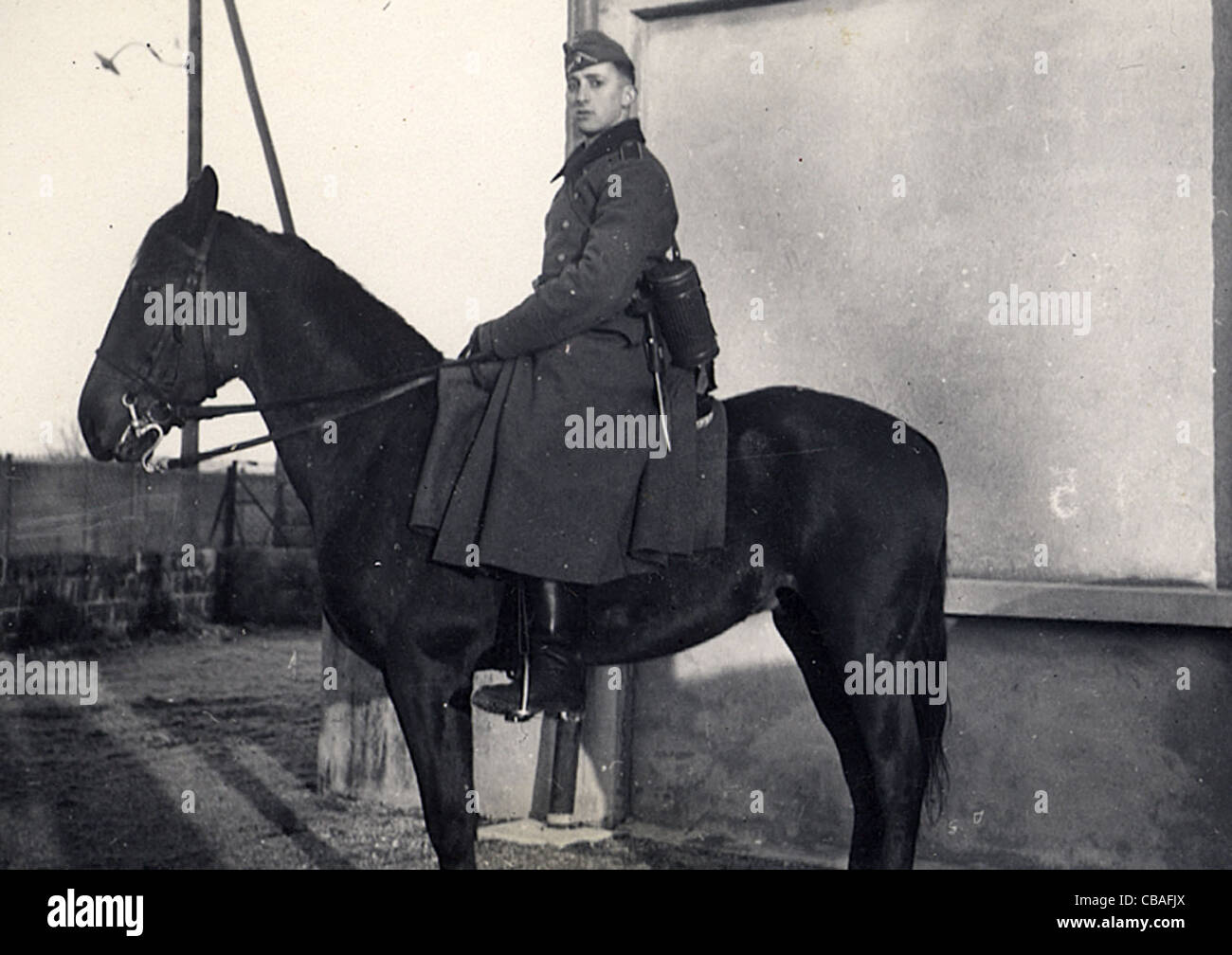 Einem deutschen berittenen Soldaten WW11 Stockfoto