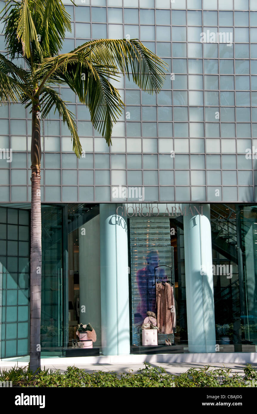 Rodeo Drive Giorgio Armani Fashion Shop Store Rodeo Drive Boutiquen Geschäfte Beverly Hills-Los Angeles-Kalifornien-USA Stockfoto