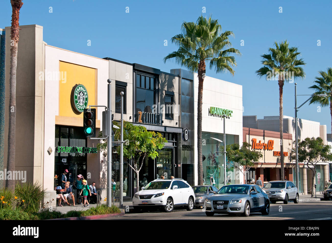 Starbucks Kaffee Rodeo Drive Boutiquen Geschäfte Beverly Hills-Los Angeles-Kalifornien-USA Stockfoto