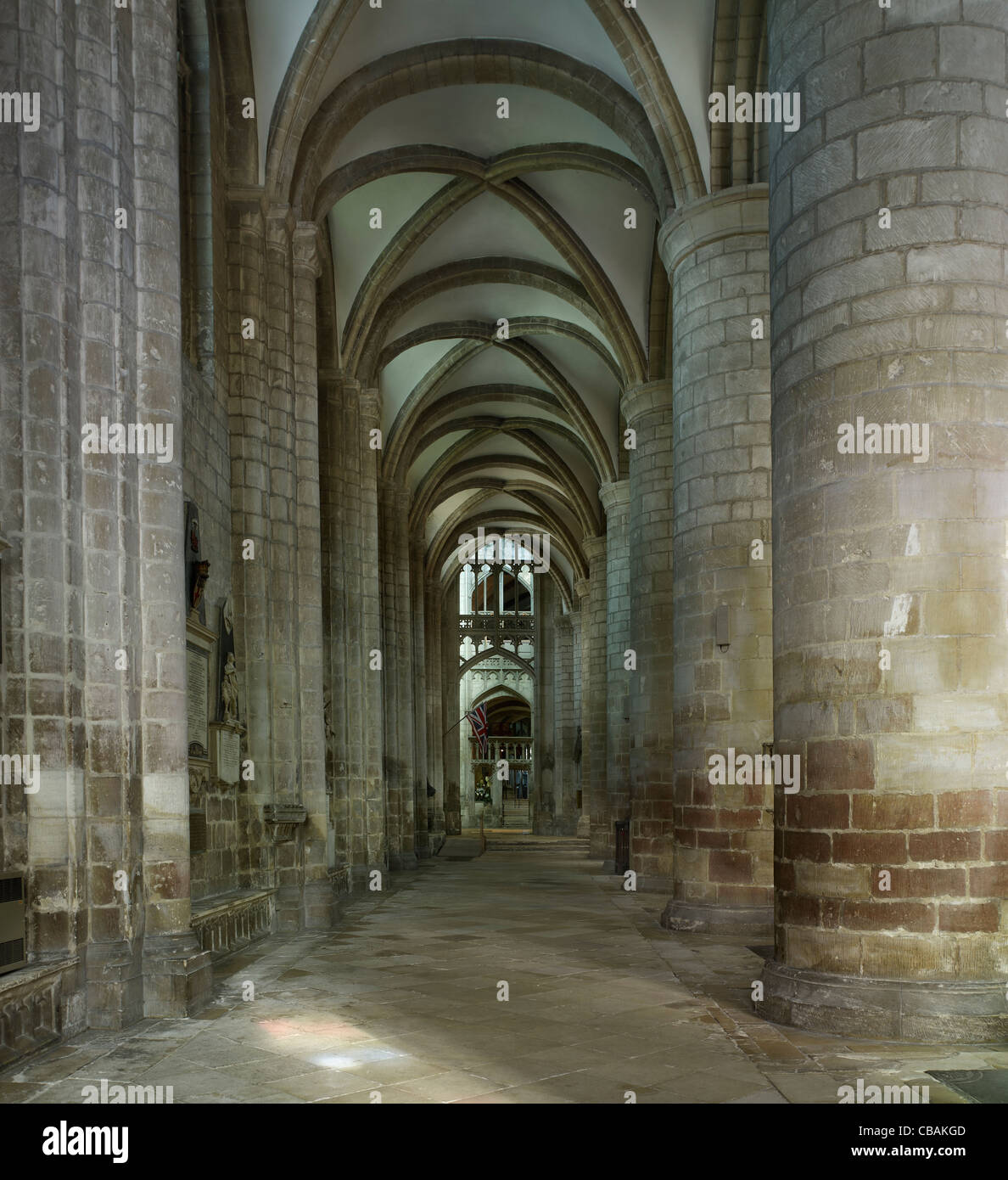 Kathedrale von Gloucester, nördlichen Kirchenschiff Seitenschiff Stockfoto