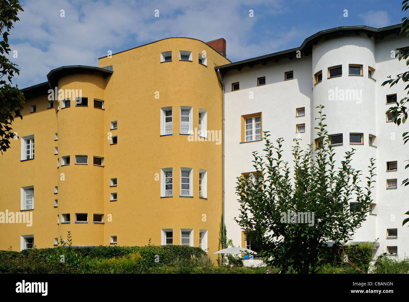 Hufeisensiedlung, Hufeisen-Siedlung von Bruno Taut, Stavenhagener Straße, UNESCO-Weltkulturerbe, Berlin, Deutschland Stockfoto