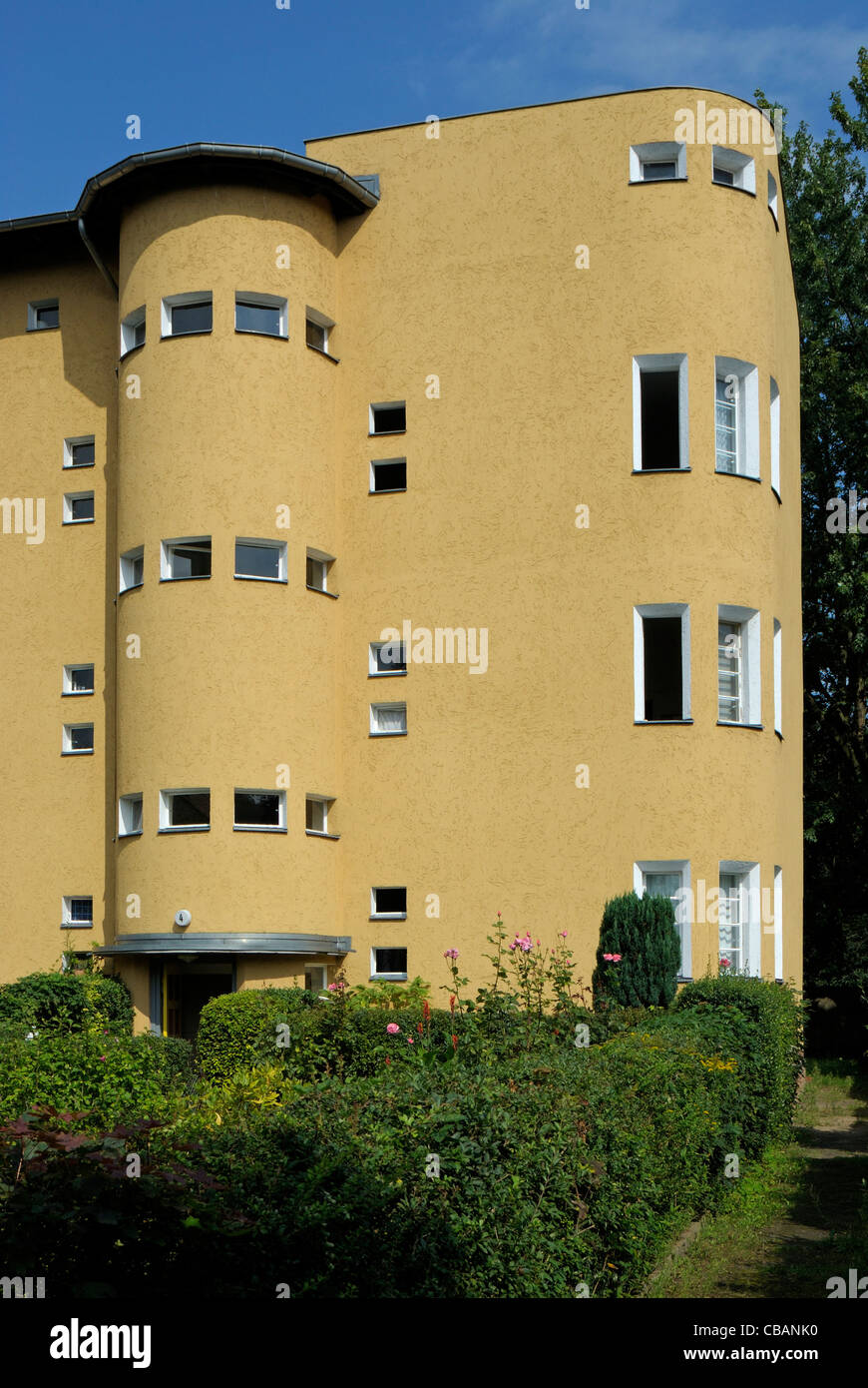 Hufeisensiedlung, Hufeisen-Siedlung von Bruno Taut, Stavenhagener Straße, UNESCO-Weltkulturerbe, Berlin, Deutschland Stockfoto