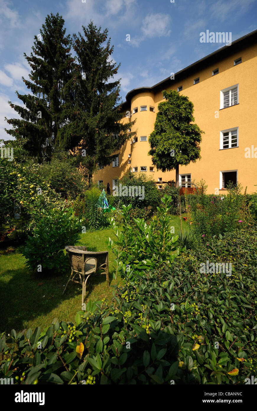 Berlin. Hufeisensiedlung. Hufeisen Sie Estate von Bruno Taut, UNESCO-Weltkulturerbe, Berlin Neukölln, Britz, Berlin, Deutschland. Stockfoto
