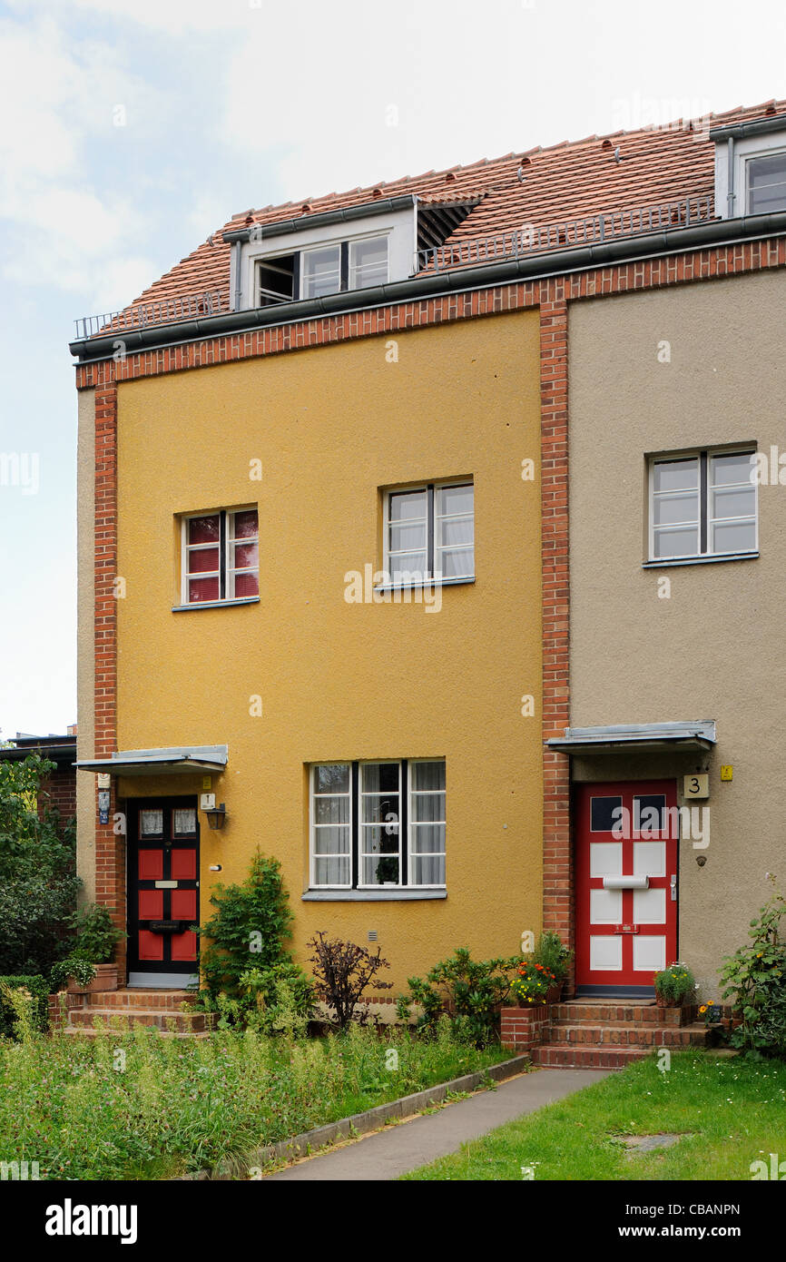 Berlin. Hufeisensiedlung. Hufeisen Sie Estate von Bruno Taut, UNESCO-Weltkulturerbe, Berlin Neukölln, Britz, Berlin, Deutschland. Stockfoto