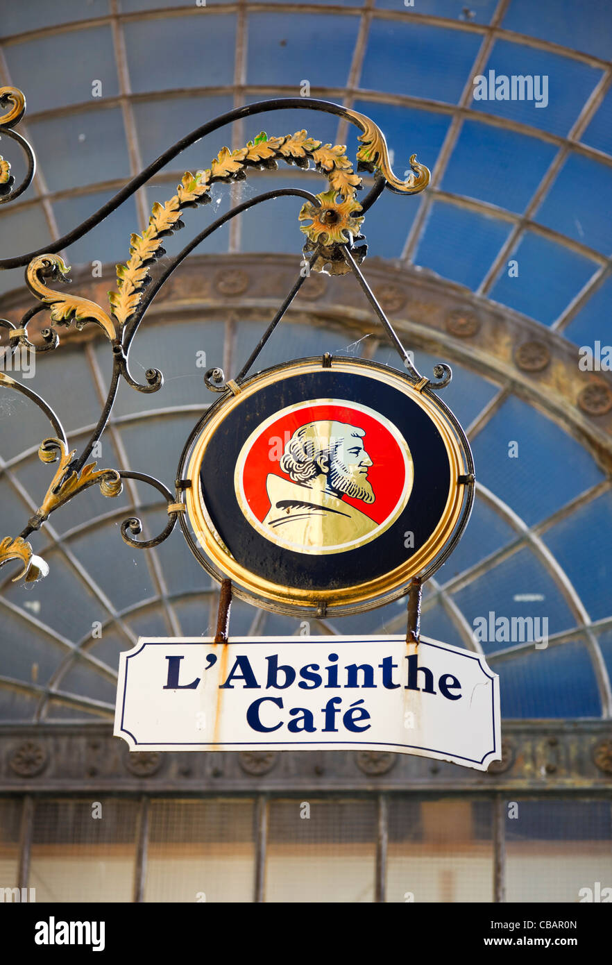 L'absinthe Café Bar Zeichen, Frankreich Stockfoto