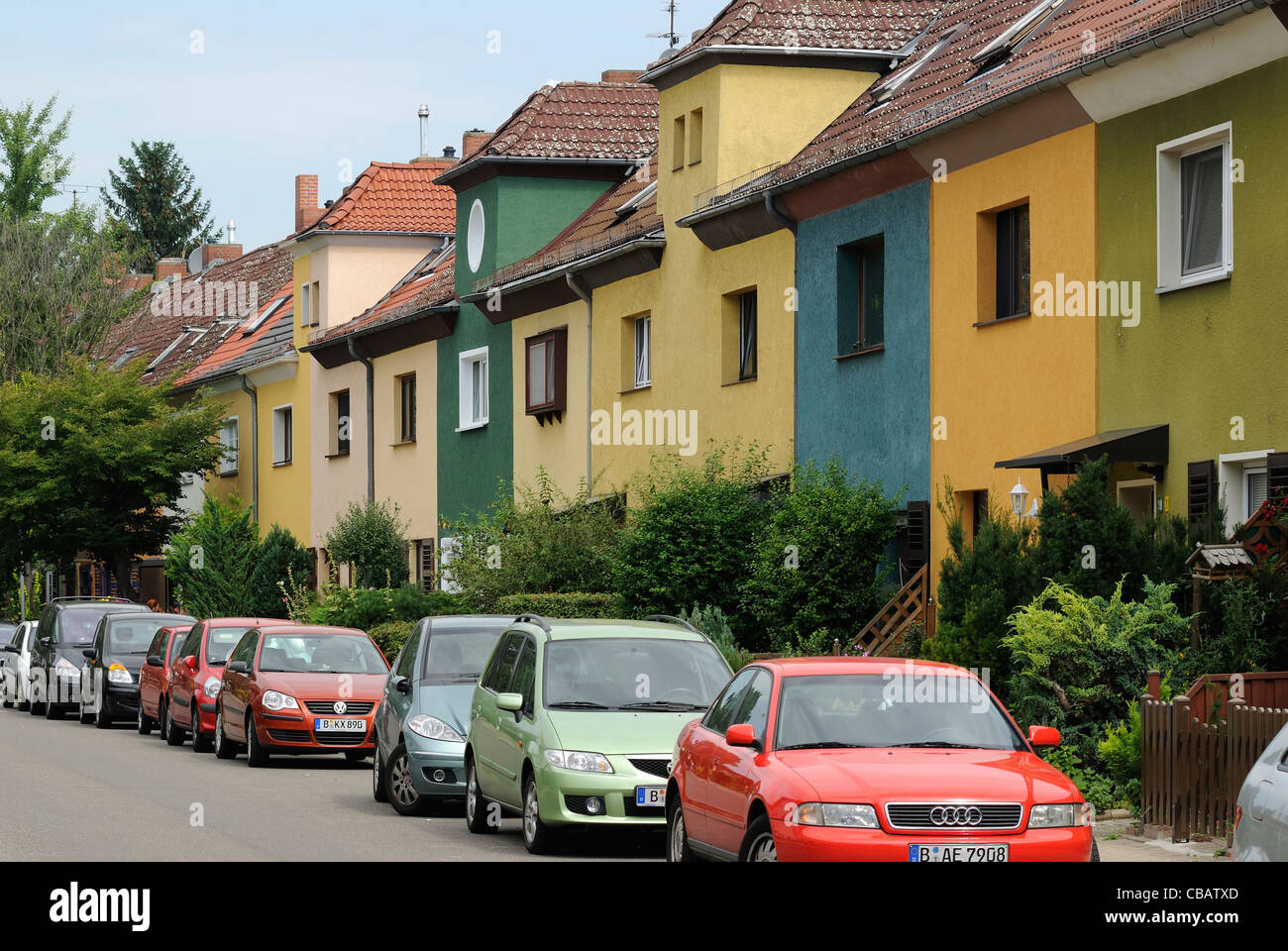 Hufeisensiedlung, Hufeisen Estate, moderne Wohnsiedlung von Bruno Taut, UNESCO-Weltkulturerbe, Britz, Berlin Stockfoto