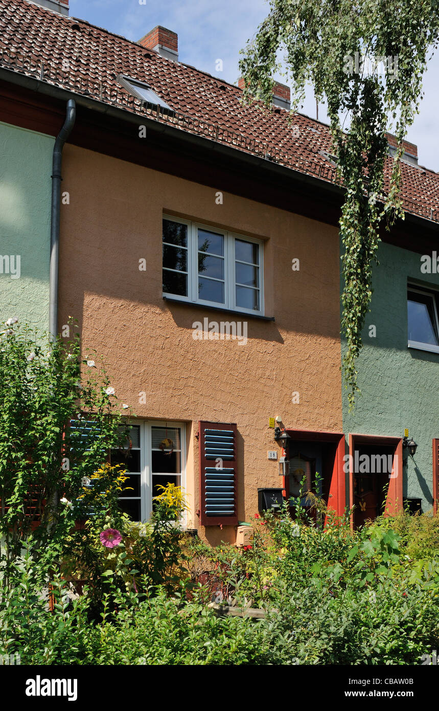 Hufeisensiedlung, Hufeisen Estate, moderne Wohnsiedlung von Bruno Taut, UNESCO-Weltkulturerbe, Britz, Berlin Stockfoto