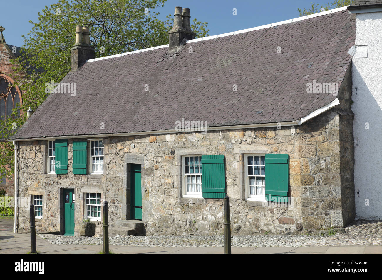 Weaver's Cottage wird vom National Trust für Schottland, The Cross, Kilbarchan, Renfrewshire, Schottland, VEREINIGTES KÖNIGREICH Stockfoto