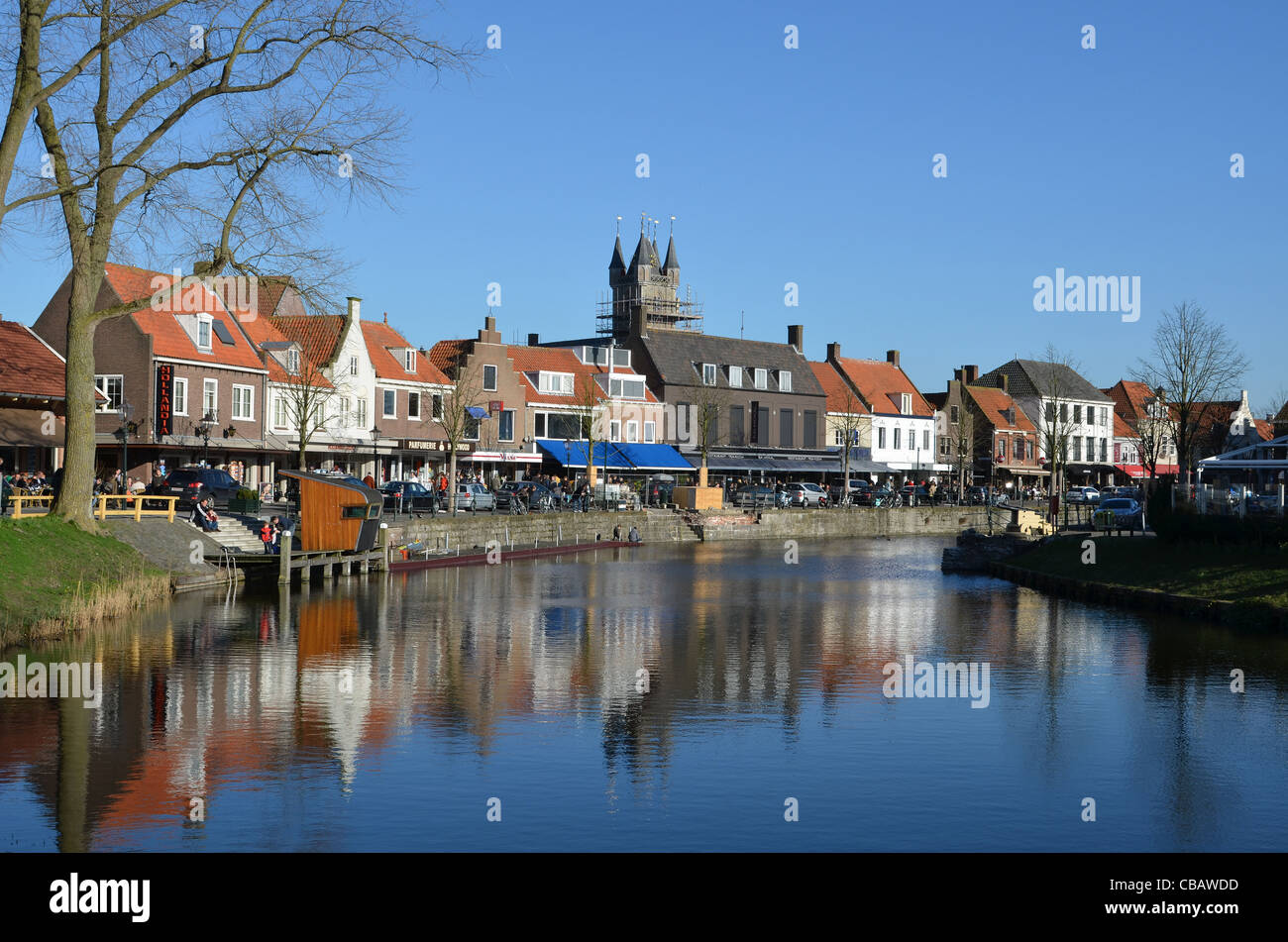 Die beliebte niederländische Grenze Stadt Sluis in Zeeland, Niederlande. Stockfoto