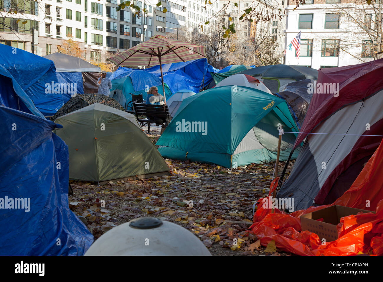 Washington, DC - The besetzen DC Camp in McPherson Square. Stockfoto