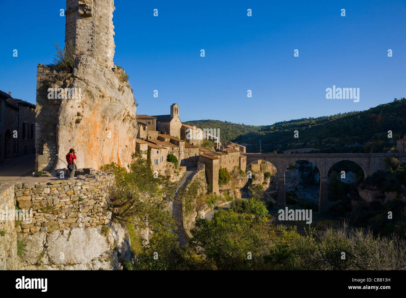Fotografen unter Candela, Minerve, Languedoc-Roussillon, Frankreich Stockfoto