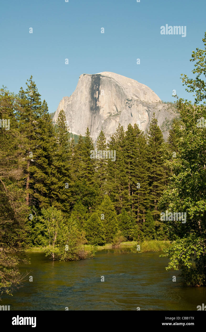 Half Dome von Sentinel Brücke Merced River Yosemite Nationalpark, Kalifornien Stockfoto