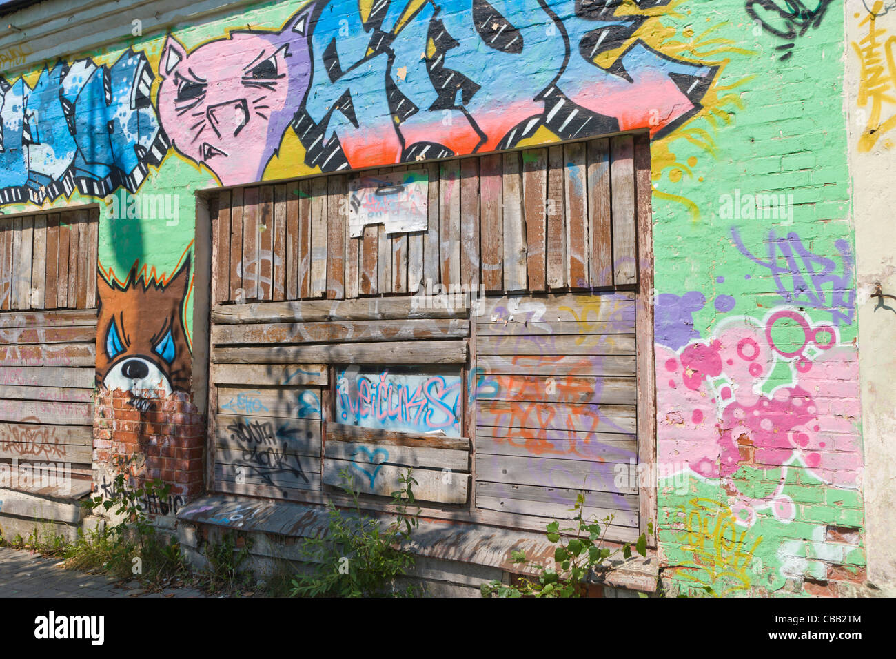 Straße Sprühdose Kunst, Latgales Iela, Latgales Street, Rezekne, Latgale, Lettland Stockfoto