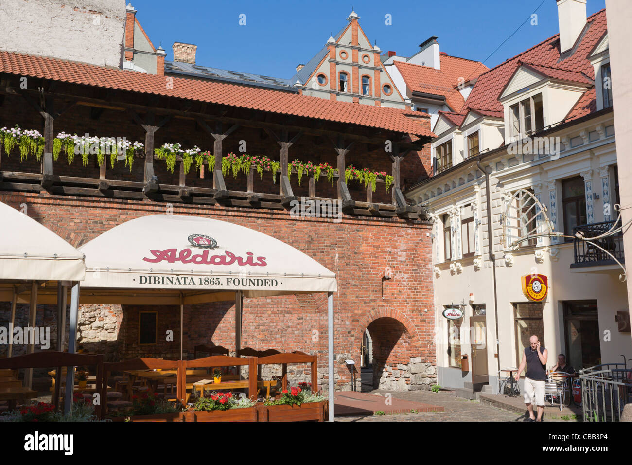Jana Varti, Janis Gate und Fragment der Stadtmauer, Altstadt, Vecriga, Riga, Lettland Stockfoto