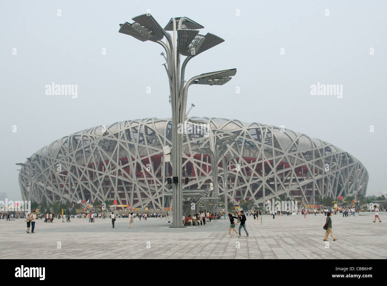 Das Nationalstadion, nicknamed das "Vogelnest", wurde für die Olympischen Spiele in Peking im Jahr 2008 gebaut. Stockfoto