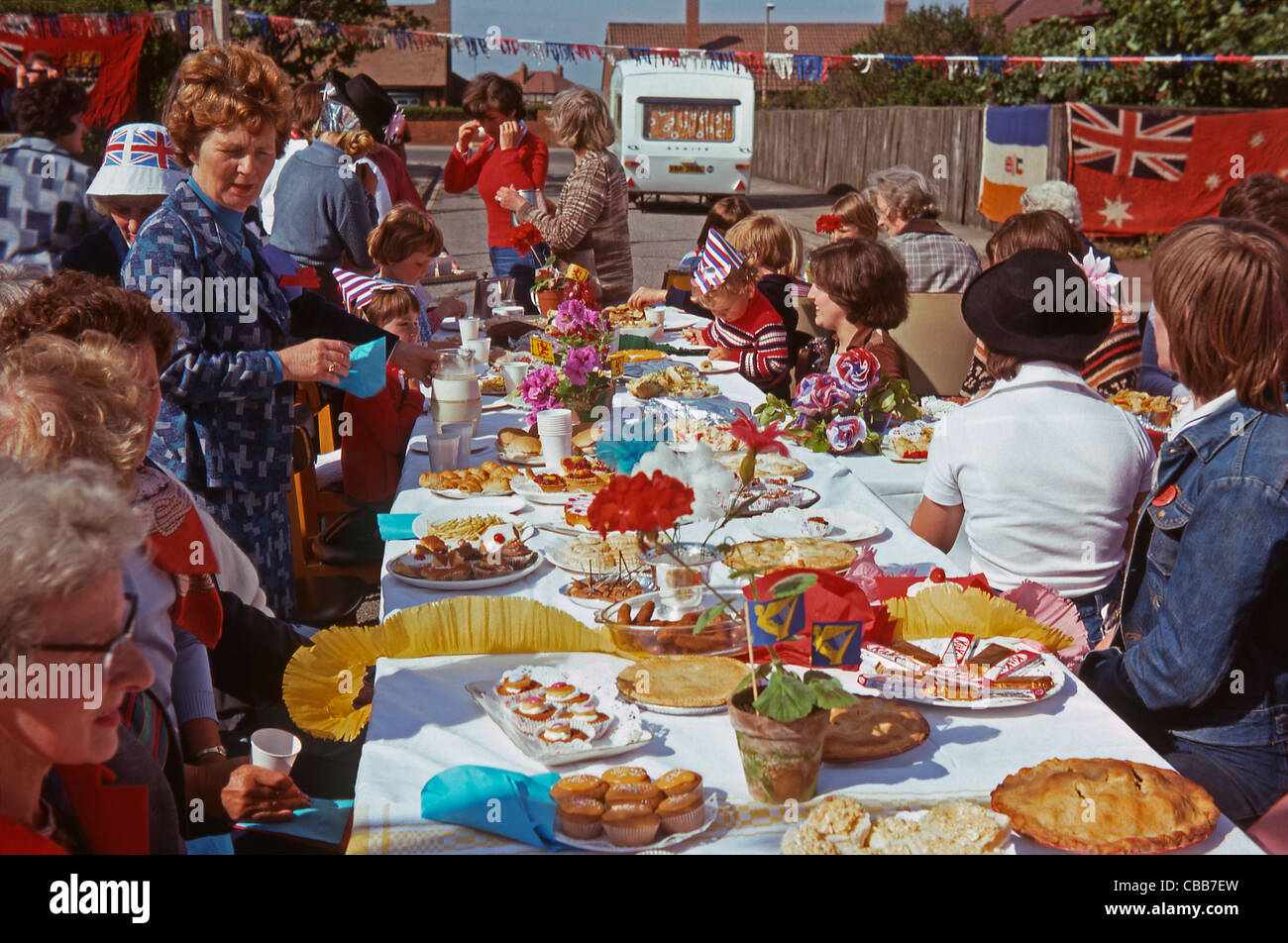 Queen es Silver Jubilee Street Party, 7. Juni 1977, Seaham, County Durham, England Stockfoto