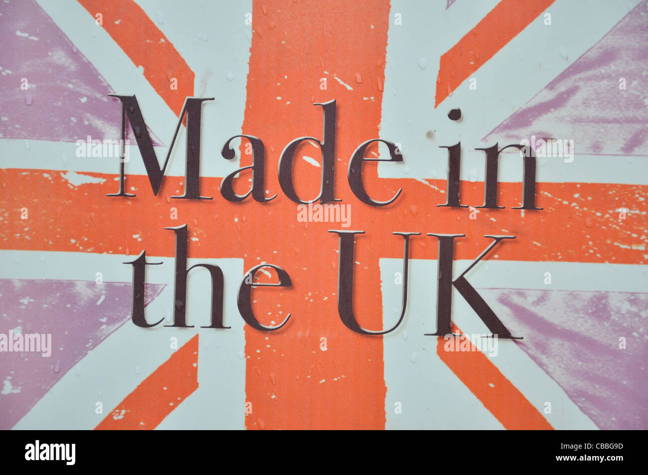 In UK Schild mit Union Jack Hintergrund gemacht. Stockfoto