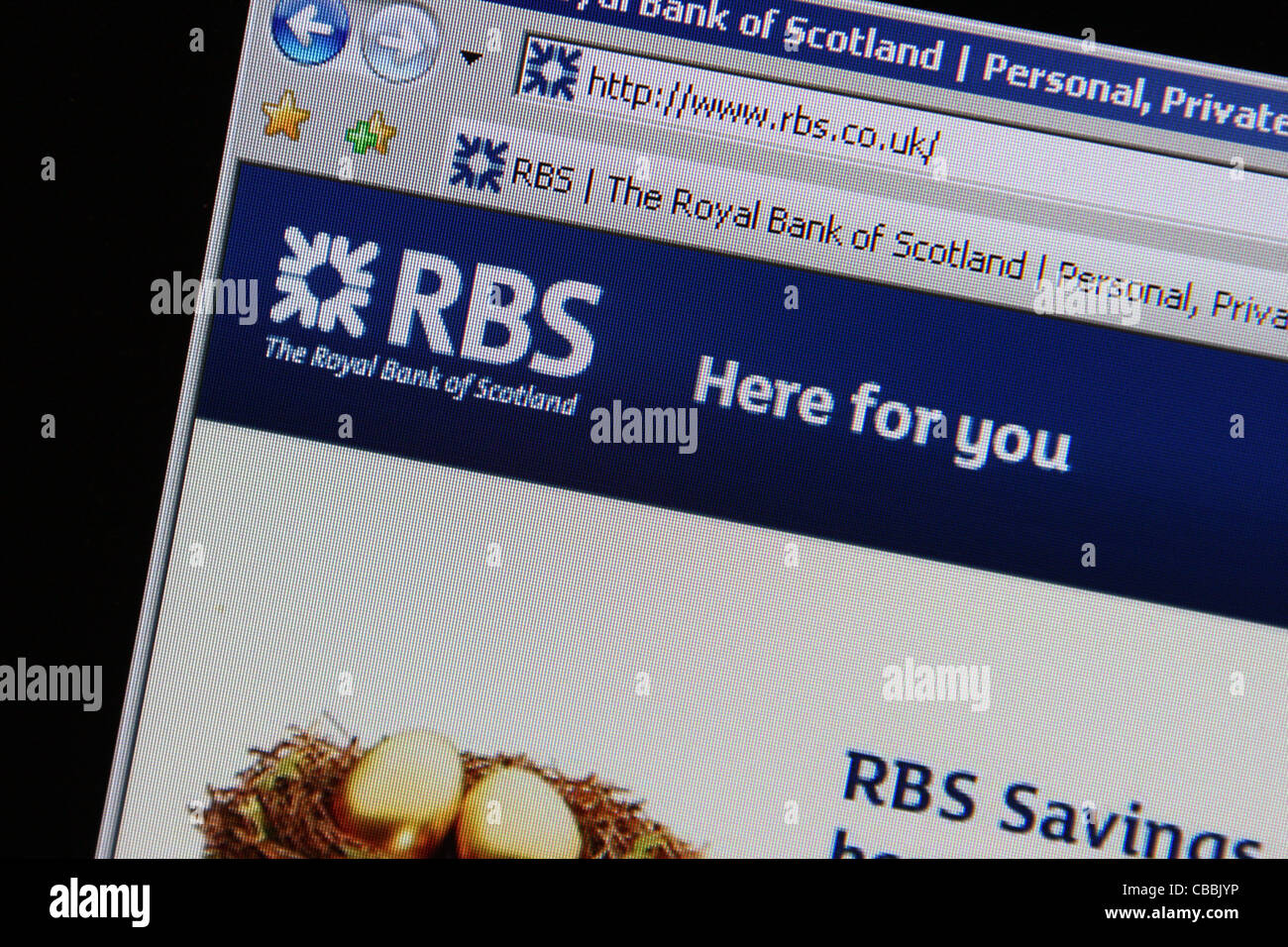 Königliche Bank von Schottland Rbs rbs.co.uk Webseite Stockfoto