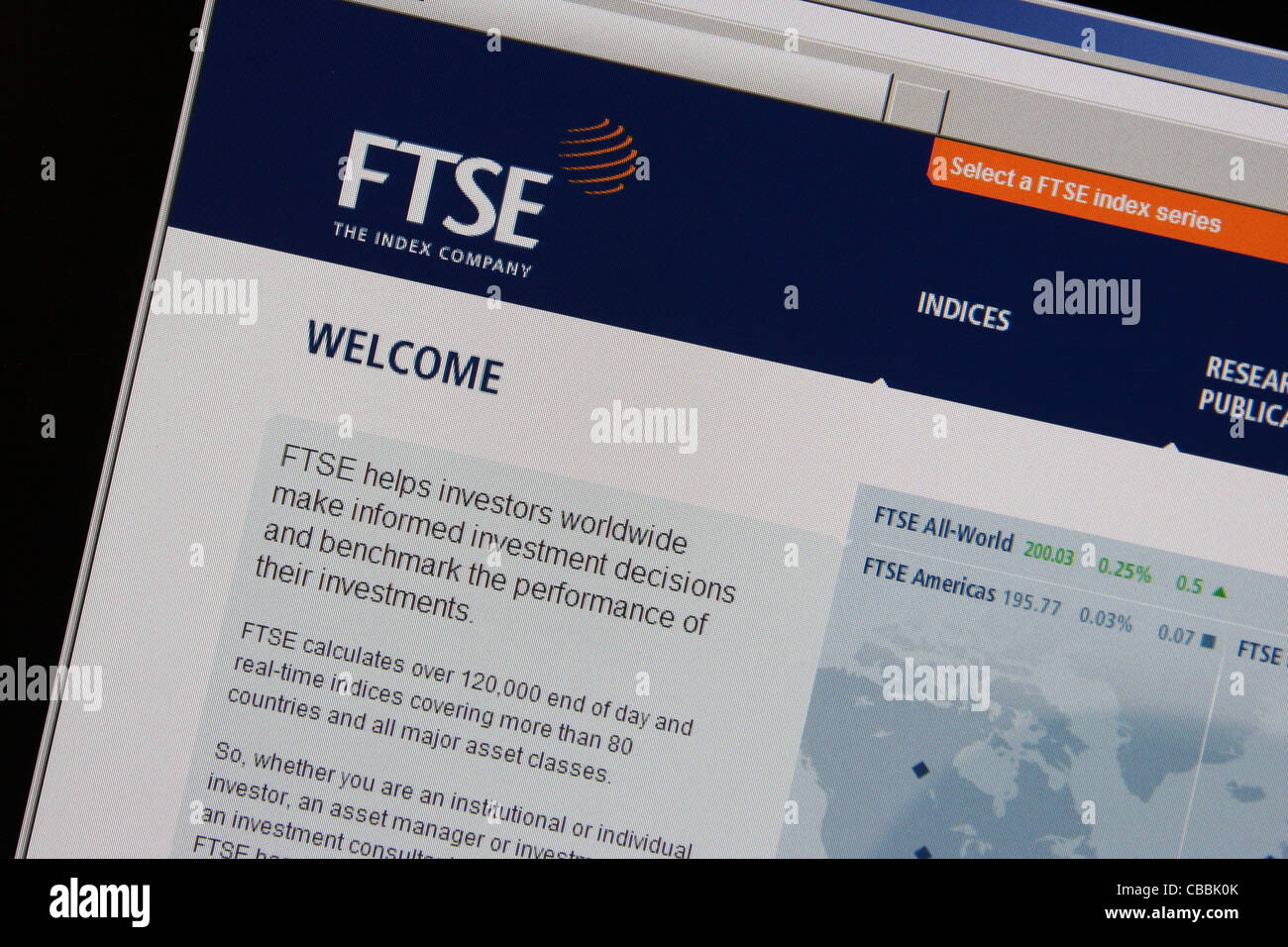 FTSE ftse.com Webseite Bildschirm Stockfoto