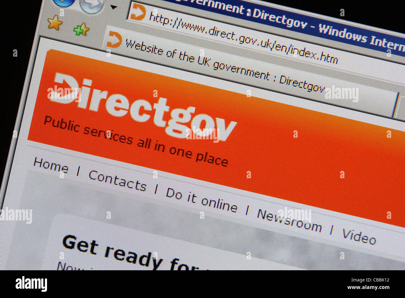 Directgov direct.gov.uk Webseite Stockfoto