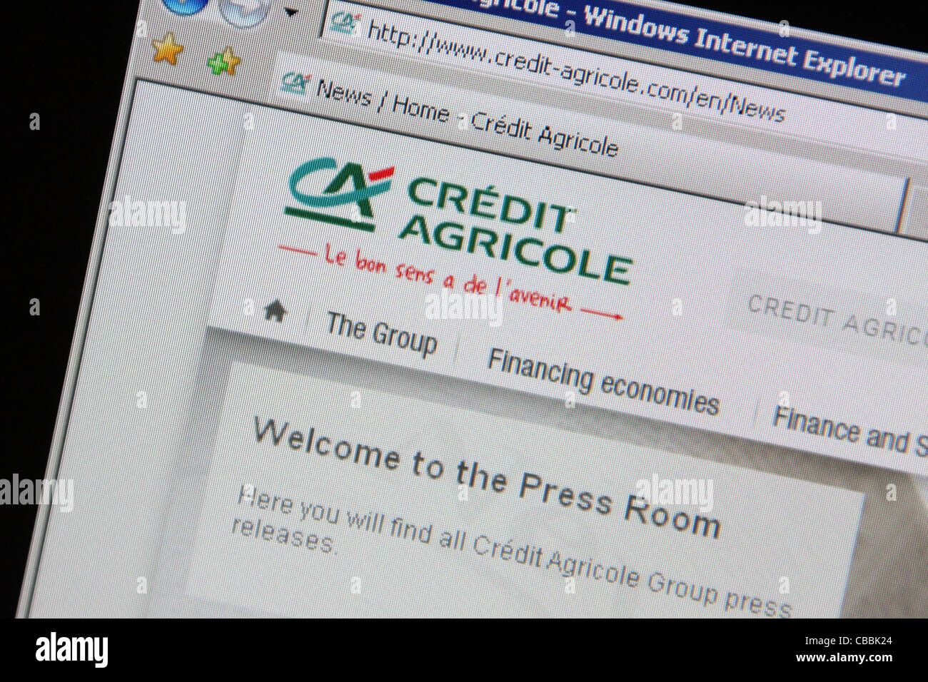 Credit Agricole Webseite Stockfoto