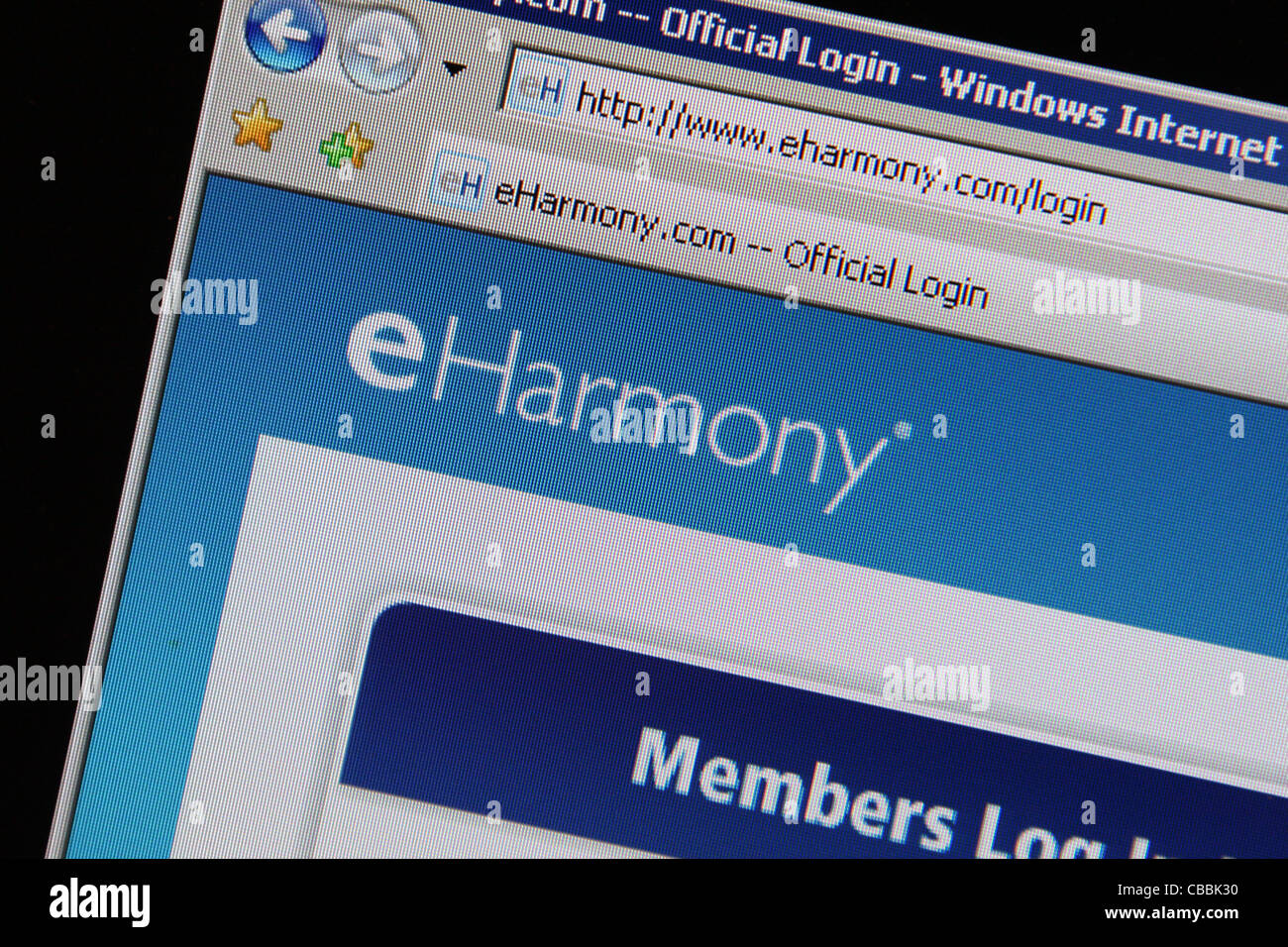 eHarmony eharmony.com online-dating-Webseite Stockfoto