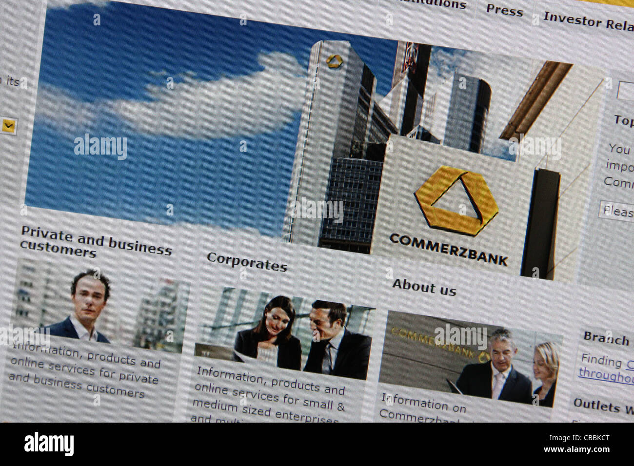 Commerzbank-Webseite-Bildschirm Stockfoto