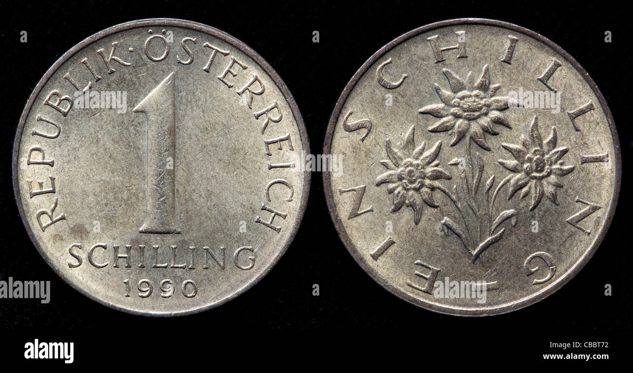 1-Schilling-Münze, Österreich, 1990 Stockfoto