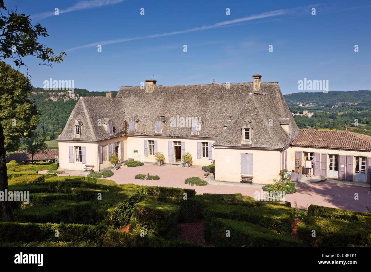 Schloss in den Gärten von Marqueyssac, Dordogne, Frankreich Stockfoto