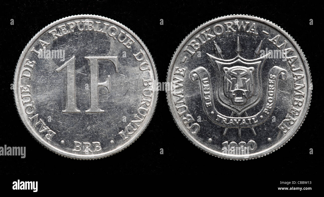 1-Franc-Münze, Burundi, 1980 Stockfoto